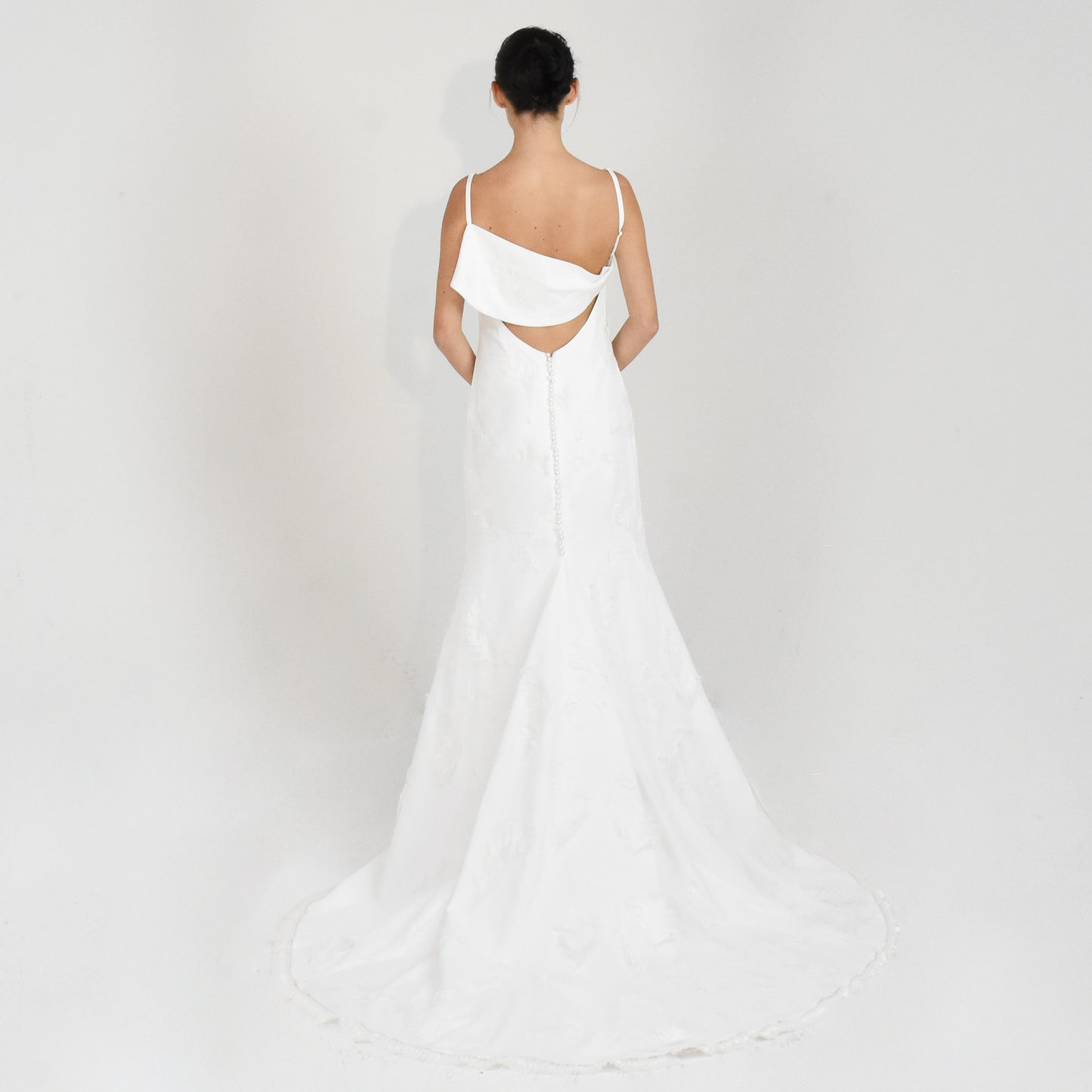 Slip dress and feathers hand embroidery