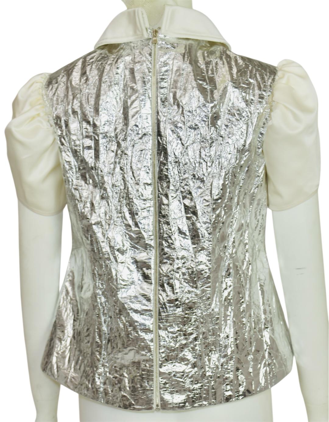 puff sleeve silvery top