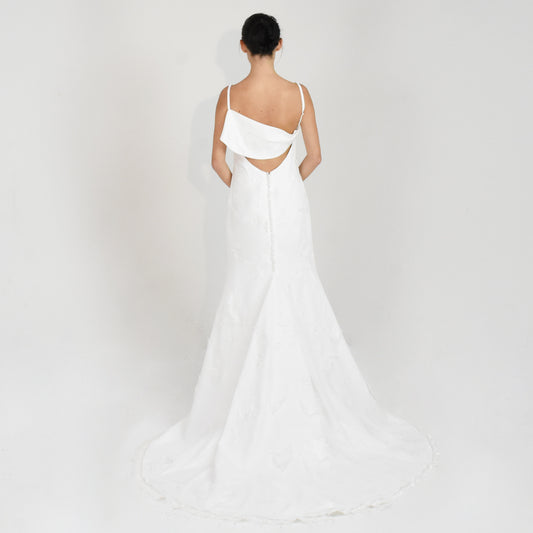 Slip dress and feathers hand embroidery