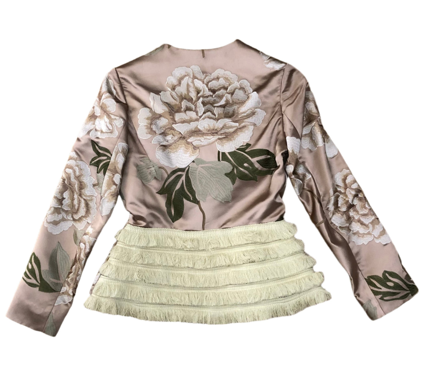 Silk satin embroidery fitted jacket