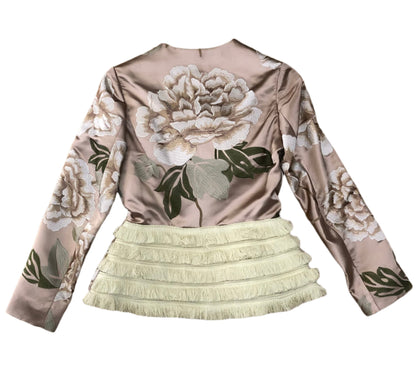 Silk satin embroidery fitted jacket