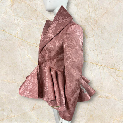 Peplum silk brocade jacket with hand embroidery metallic lace